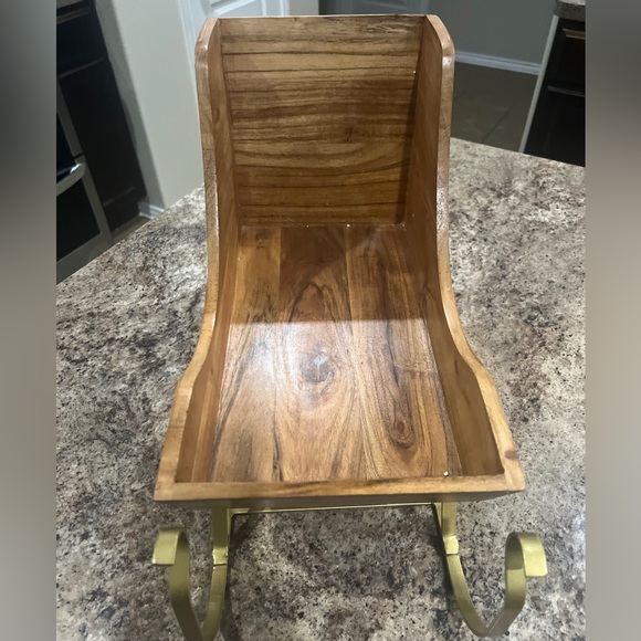 Wooden Sleigh with Gold Accents - Picture 2 of 4
